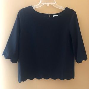 3 quarter scallop sleeve blouse